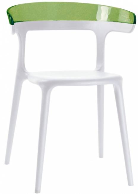 Кресло пластиковое Luna белый, зеленый 550х510х770 мм