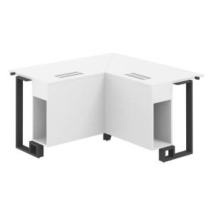 SP.0105.WH.WH.AN / Модуль угловой 1400х1400х750 / столешница:белый, подстолье:белый, металлокаркас:антрацит, лючок:серый