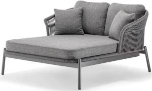 Лаунж-диван плетеный с подушками Tropea антрацит, темно-серый, угольный 1610х1630х830 мм