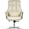 Кресло офисное / Президент / сталь + хром / слоновая кость кожа