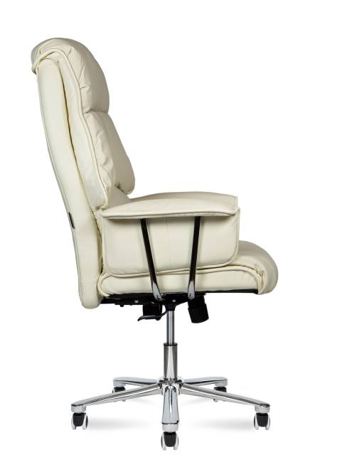 Кресло офисное / Президент / сталь + хром / слоновая кость кожа