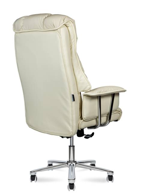 Кресло офисное / Президент / сталь + хром / слоновая кость кожа