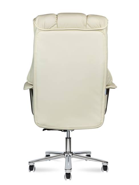 Кресло офисное / Президент / сталь + хром / слоновая кость кожа