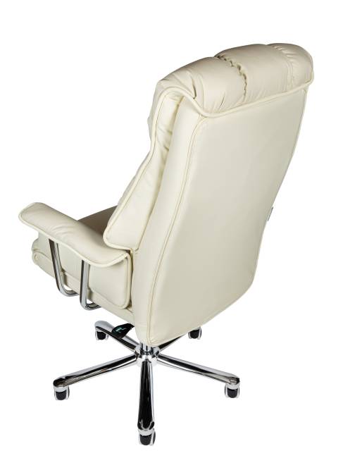 Кресло офисное / Президент / сталь + хром / слоновая кость кожа