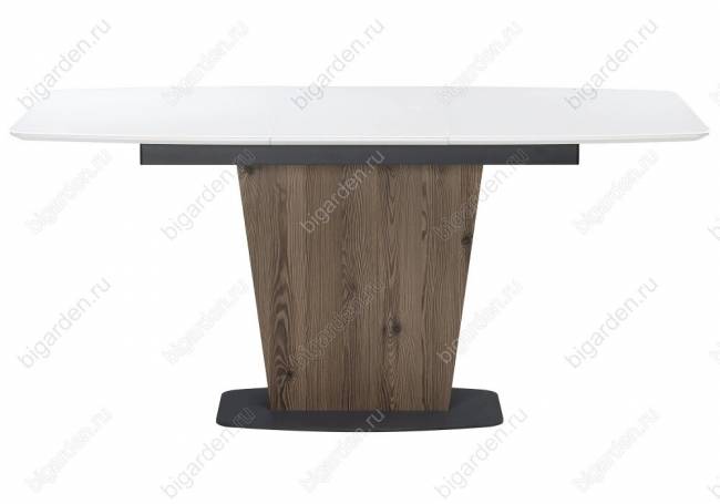 Стол на тумбе Теон 120 белый / лиственница / пластина серая