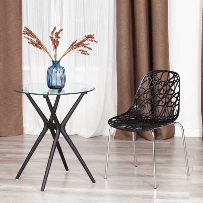 Стул CRISPY (mod. 61) / 1 шт. в упаковке металл, пластик,  44 x 56.5 x 80 см, Black (черный) 05/хром Black (черный) 05/хром металл, пластик