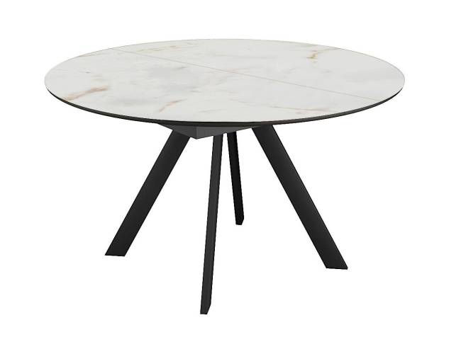 Стол DikLine SKC120 d1200 Керамика глянец Ostra Bianco (мрамор глянец белый)/подстолье черное/опоры черные Стол DikLine SKC120 d1200 Керамика глянец Ostra Bianco (мрамор глянец белый)/подстолье черное/опоры черные