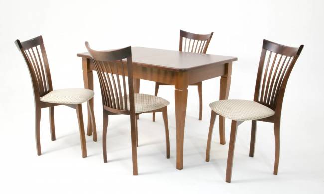 Обеденная группа Моцарт 120 со стульями Миранда орех/ ромб бежевый