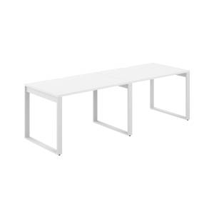 AG.177.WH.V.72.WH / Рабочая станция s-b-s 2400х800х750 / профиль О-образный: 70х20 белый; столешница с вырезом; столешница: белый