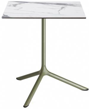 Стол ламинированный обеденный Tripe Maxi оливковый, белый мрамор Каррара 700х700х740 мм