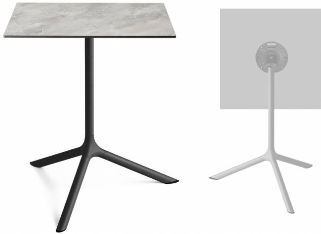 Стол ламинированный обеденный складной Tripe Maxi Folding черный, каменный 700х700х740 мм