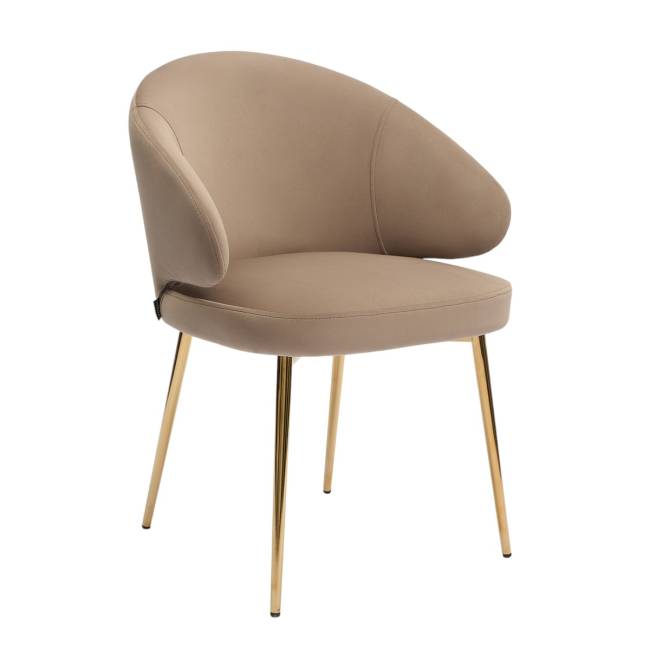 Дизайнерский стул Томас на усиленной опоре, латте, основание золото