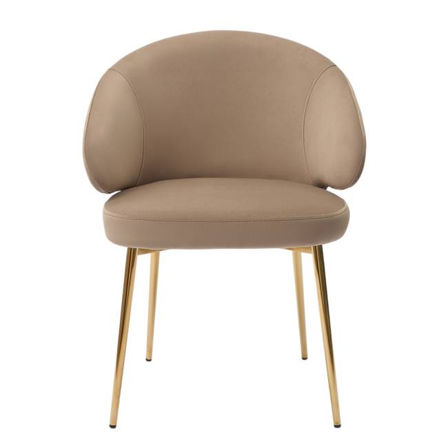 Дизайнерский стул Томас на усиленной опоре, латте, основание золото