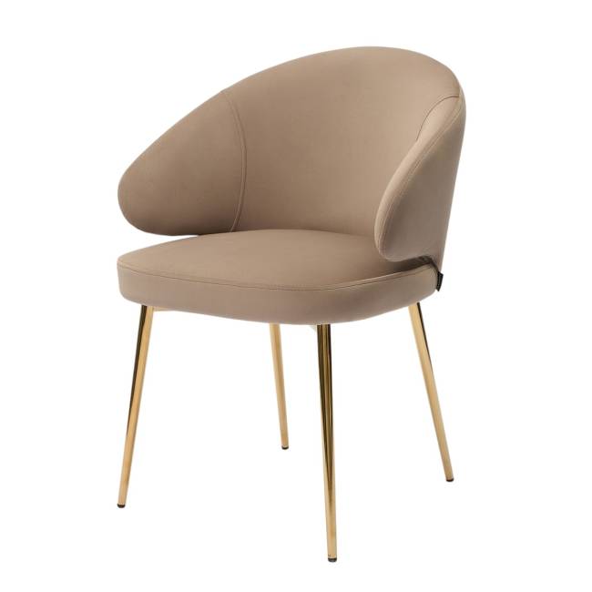 Дизайнерский стул Томас на усиленной опоре, латте, основание золото