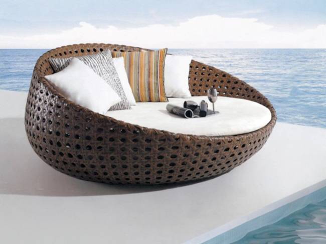 Лаунж-диван плетеный Shell кофе Ø1500х860 мм