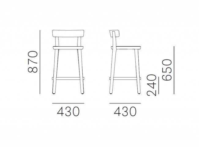 Стул деревянный полубарный Folk 430х430х870 мм Стул деревянный полубарный Folk 430х430х870 мм