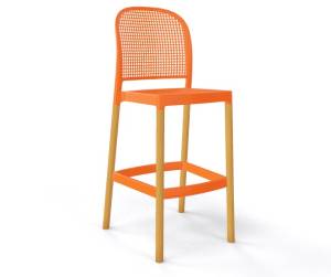 Стул пластиковый барный Panama BL оранжевый 480х590х1140 мм