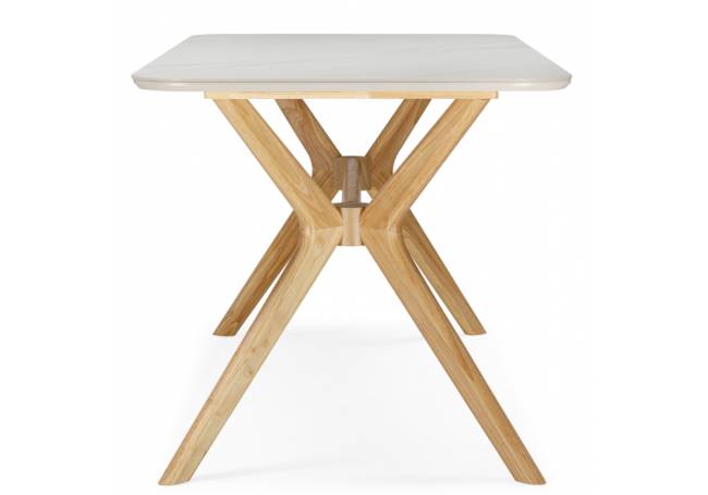 Unika 180x80 белый спеченный камень / светлое дерево