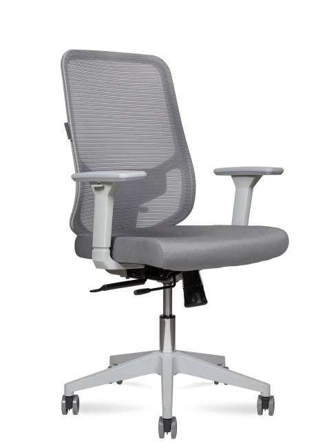 Кресло офисное / Бэст LB грэй / Best LB grey / серый пластик / серая сетка / серая ткань