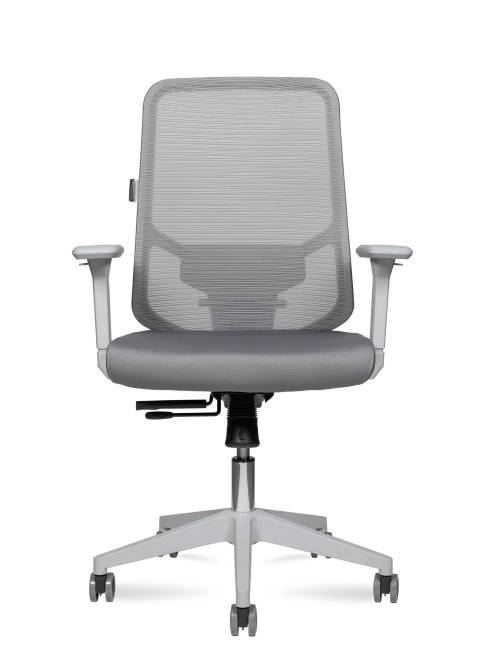 Кресло офисное / Бэст LB грэй / Best LB grey / серый пластик / серая сетка / серая ткань