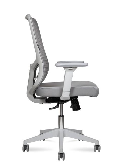 Кресло офисное / Бэст LB грэй / Best LB grey / серый пластик / серая сетка / серая ткань