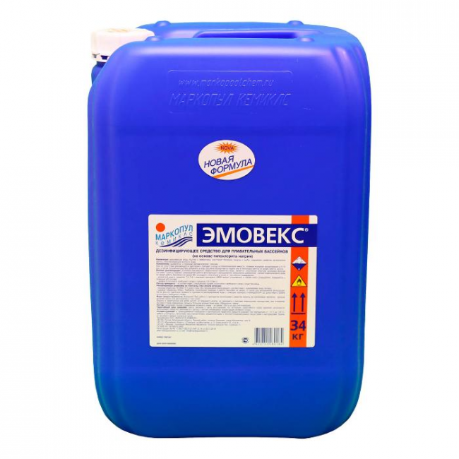 ЭМОВЕКС-новая формула, 30л(34кг) канистра, жидкий хлор для дезинфекции воды