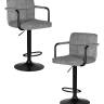 Набор 2 шт Стул барный DOBRIN KRUGER ARM BLACK, серый вельвет (LAR-E2041-25)