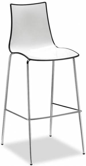 Стул барный пластиковый Zebra Bicolore хром, белый, антрацит 510х530х1160 мм