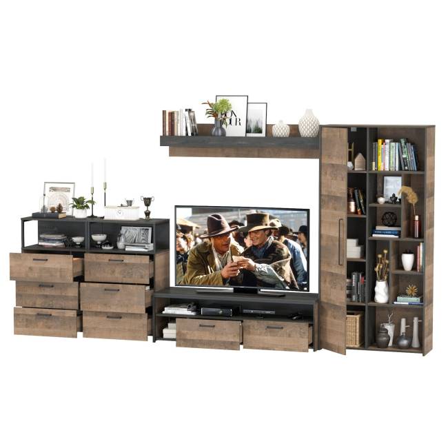 Лофт гостиная серии Трувор № 103 цвет дуб гранж песочный/интра Лофт гостиная серии Трувор № 103 цвет дуб гранж песочный/интра