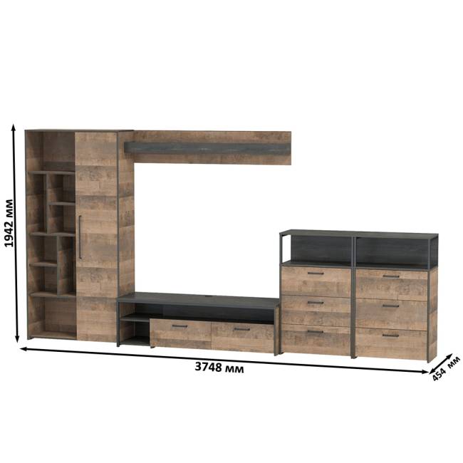 Лофт гостиная серии Трувор № 103 цвет дуб гранж песочный/интра Лофт гостиная серии Трувор № 103 цвет дуб гранж песочный/интра
