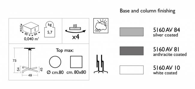 Подстолье металлическое складное Domino антрацит 490х540х730 мм