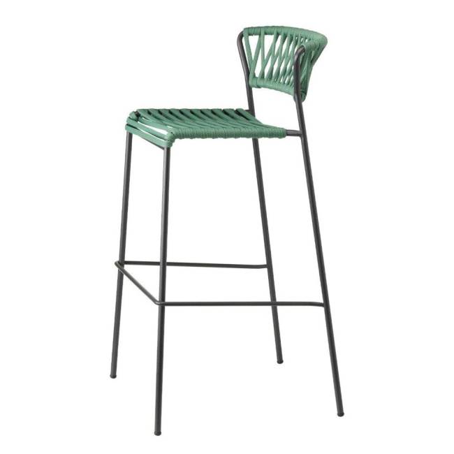 Стул барный плетеный Lisa Filo антрацит, ментоловый 500х500х980 мм