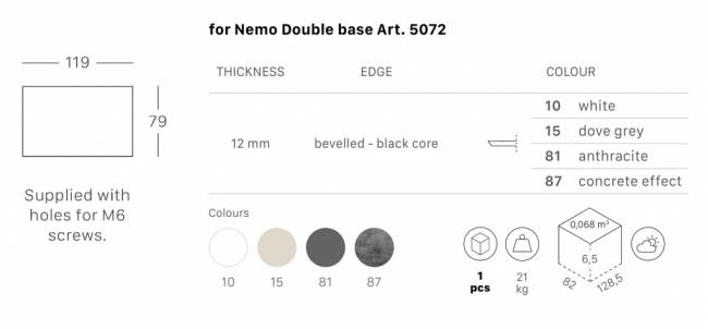 Столешница прямоугольная Compact Laminate для подстолья Nemo Double тортора 1200х800х12 мм