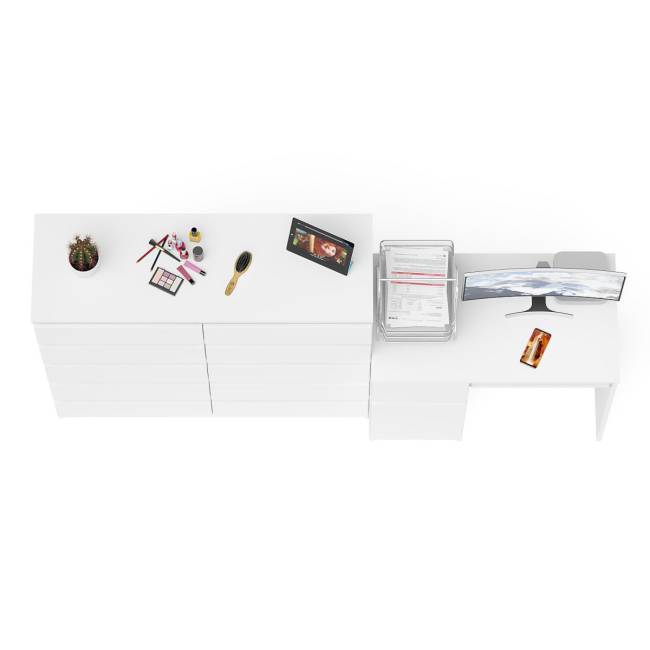 Комод Мори МК1200 на 10-ть ящиков и компьютерный стол МС-1 левый цвет белый