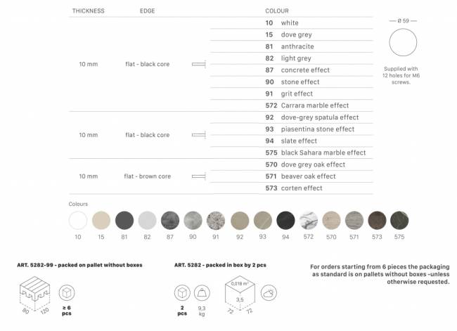 Столешница круглая Compact Laminate для подстолья Nemo, Domino, Tiffany, Cross тортора шпатель Ø600х10 мм Столешница круглая Compact Laminate для подстолья Nemo, Domino, Tiffany, Cross тортора шпатель Ø600х10 мм