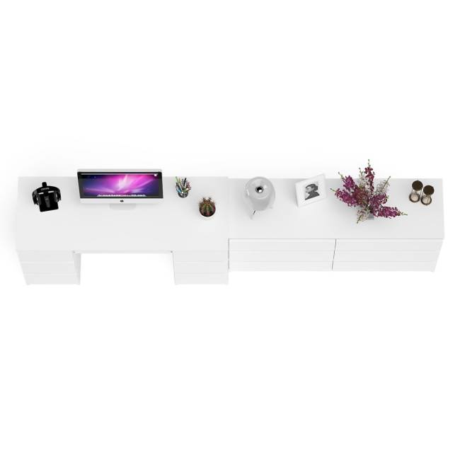 Стол компьютерный МС-2 на шесть выдвижных ящиков и комод МК1380 Мори цвет белый