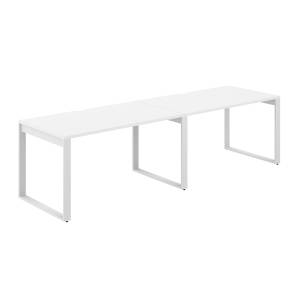 AG.178.WH.V.72.WH / Рабочая станция s-b-s 2800х800х750 / профиль О-образный: 70х20 белый; столешница с вырезом; столешница: белый