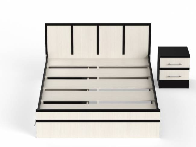 Кровать с ящиками 1400 с тумбой Сакура цвет венге/дуб лоредо