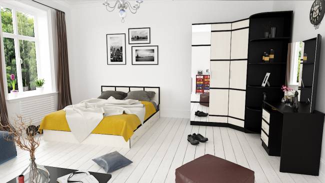 Кровать с ящиками 1400 с тумбой Сакура цвет венге/дуб лоредо