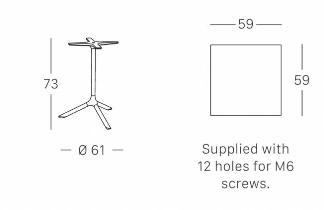 Стол ламинированный обеденный Tripe черный, светло-серый 600х600х740 мм