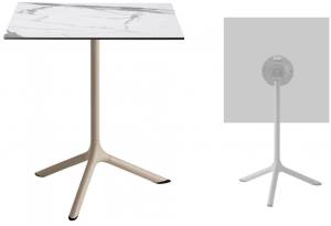 Стол ламинированный обеденный складной Tripe Folding тортора, белый мрамор Каррара 600х600х740 мм
