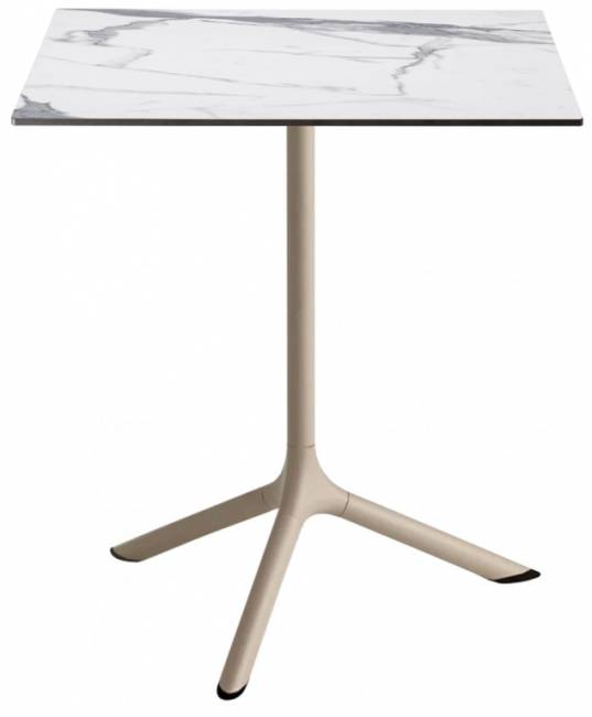 Стол ламинированный обеденный складной Tripe Folding тортора, белый мрамор Каррара 600х600х740 мм