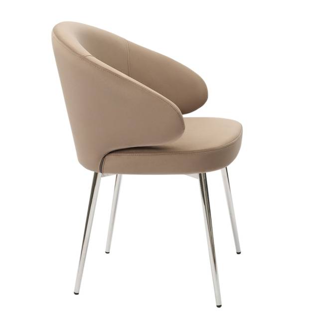 Дизайнерский стул Томас на усиленной опоре, латте, основание хром