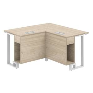 SP.0105.AR.AR.WH / Модуль угловой 1400х1400х750 / столешница:акация равелло, подстолье:акация равелло, металлокаркас:белый, лючок:серый