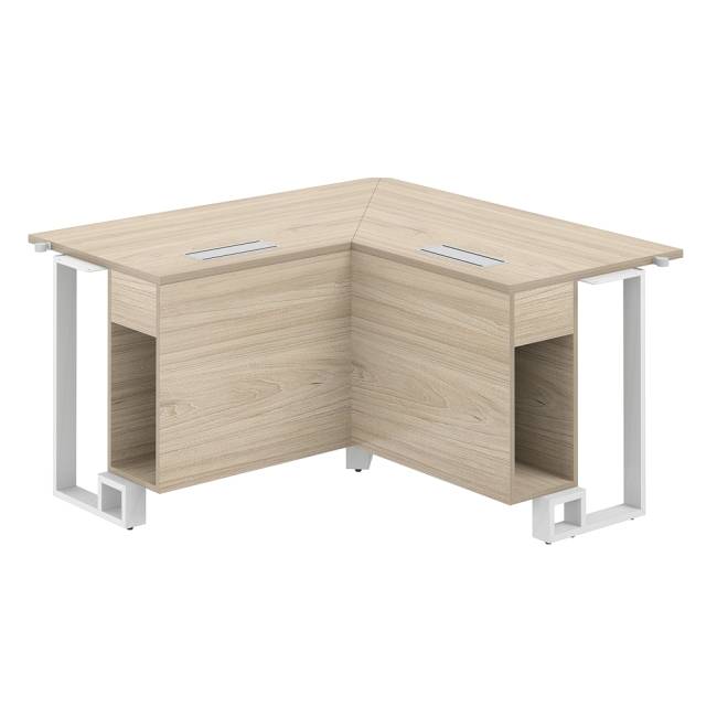 SP.0105.AR.AR.WH / Модуль угловой 1400х1400х750 / столешница:акация равелло, подстолье:акация равелло, металлокаркас:белый, лючок:серый