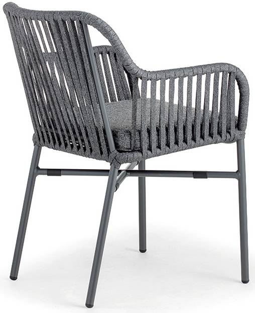 Кресло плетеное с подушкой Beverly антрацит, темно-серый, угольный 560х610х790 мм