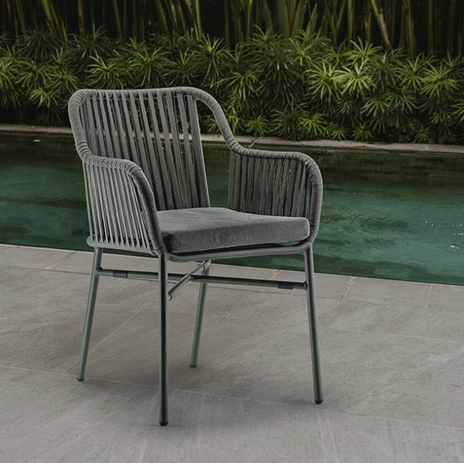 Кресло плетеное с подушкой Beverly антрацит, темно-серый, угольный 560х610х790 мм