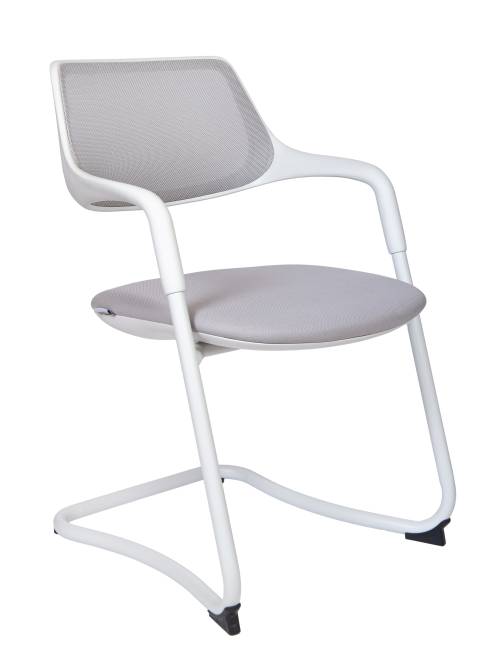 Кресло офисное / Diamond CF / белый пластик / серая сетка / серая ткань