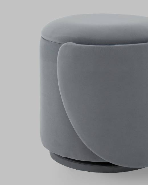Пуф-трансформер Таунсвилл вращающийся с ящиком велюр серый