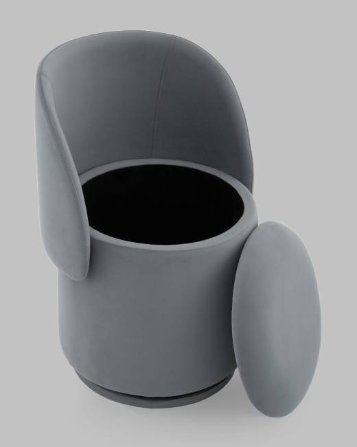 Пуф-трансформер Таунсвилл вращающийся с ящиком велюр серый